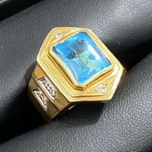 K18 18金 pt900 プラチナ ブルートパーズ コンビリング